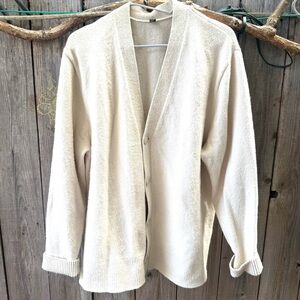 Lululemon Athletica Cream Button Up V Neck Knit Sweater